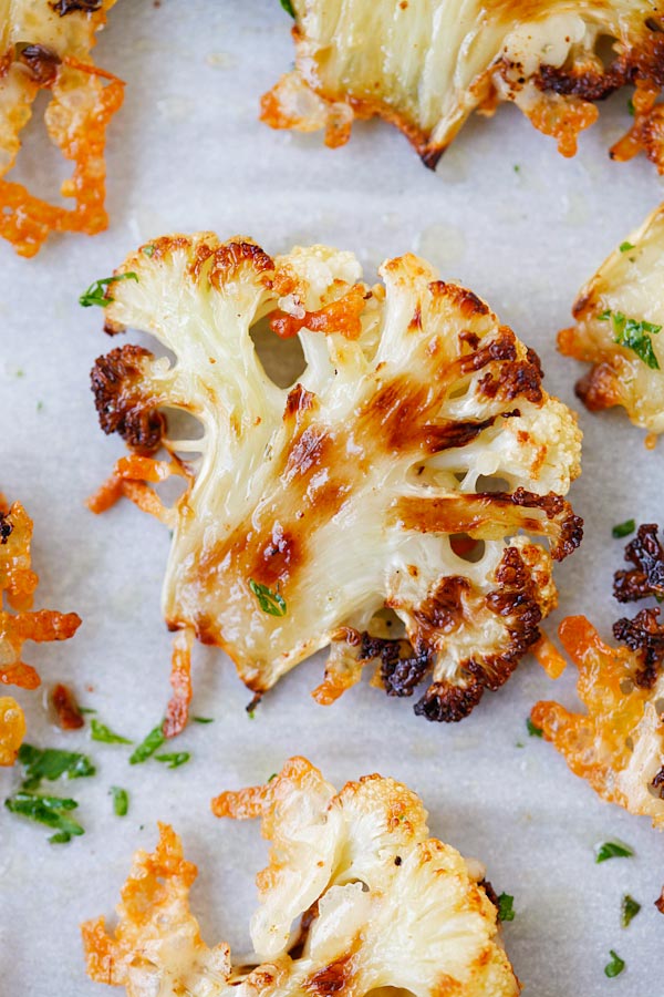 Parmesan Roasted Cauliflower - best cauliflower ever, baked in oven with butter, olive oil and Parmesan cheese. A perfect side dish | rasamalaysia.com