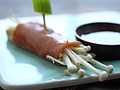 Grilled Enoki Mushrooms Wrapped with Smoked Chicken Breast