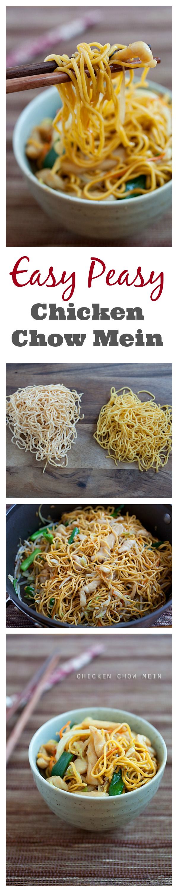 Easy and the most delicious Chicken Chow Mein recipe that is MUCH better and healthier than your regular Chinese takeout. Learn how to make it with this recipe | rasamalaysia.com