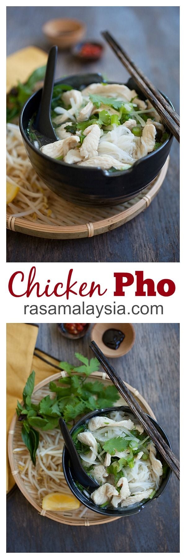 Chicken Pho - hearty Vietnamese chicken noodles soup, hearty and super delicious. Get the easy recipe | rasamalaysia.com