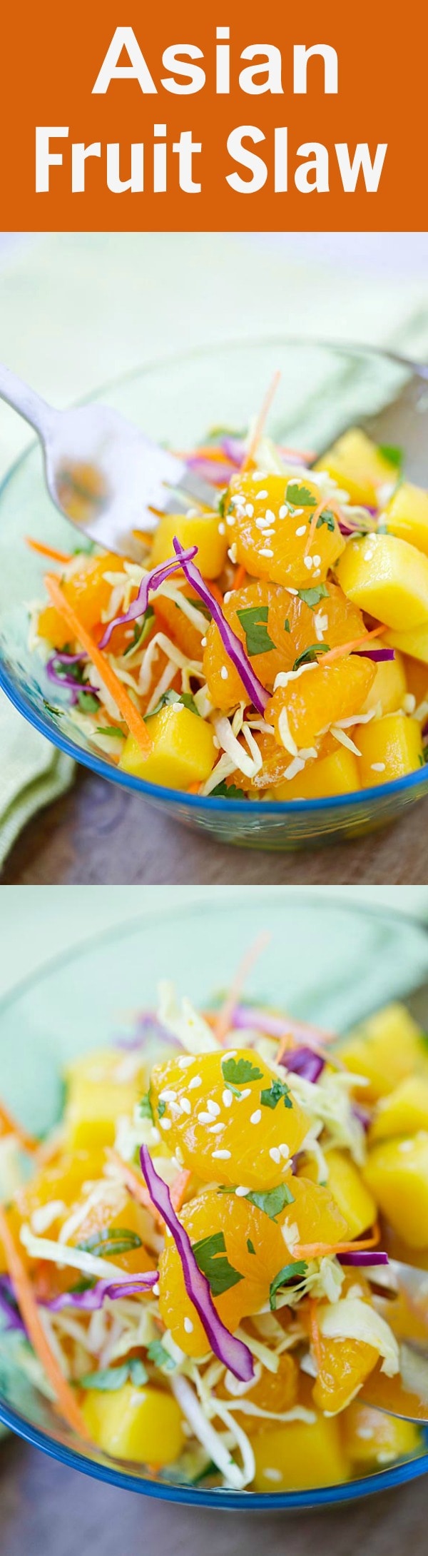 Asian Fruit Slaw - healthy, low-calorie, and delicious Asian fruit salad recipe that makes you feel good every day, so light and refreshing! | rasamalaysia.com