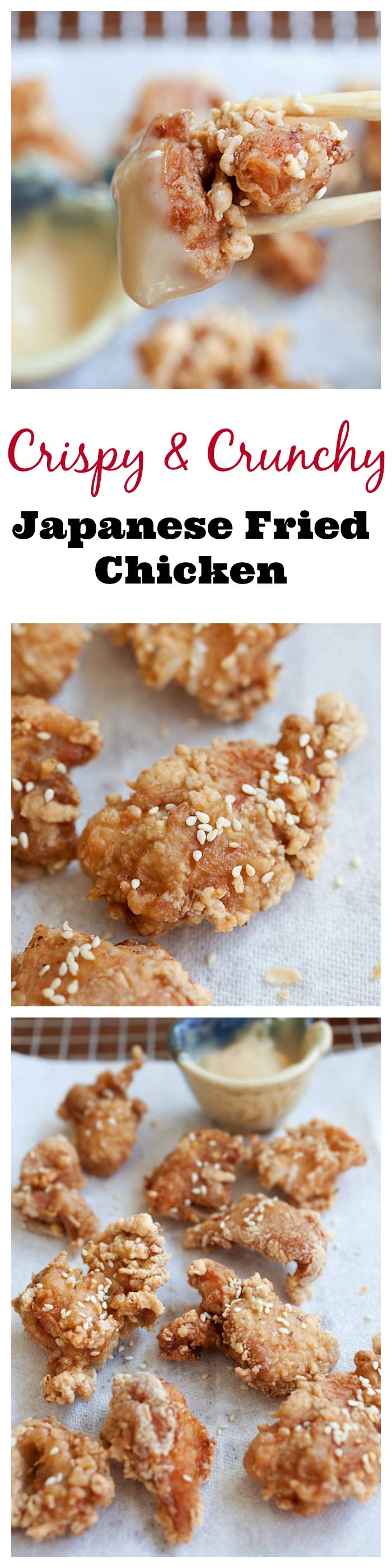 Crispy and Crunchy Japanese fried chicken recipe with mayo miso dipping sauce just like your favorite Japanese restaurants | rasamalaysia.com