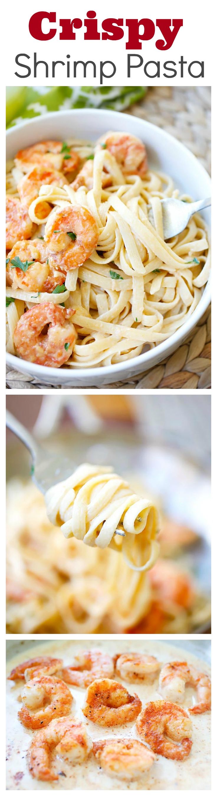 Crispy shrimp pasta – the best shrimp pasta ever with rich creamy sauce and cajun-seasoned crispy fried shrimp | rasamalaysia.com
