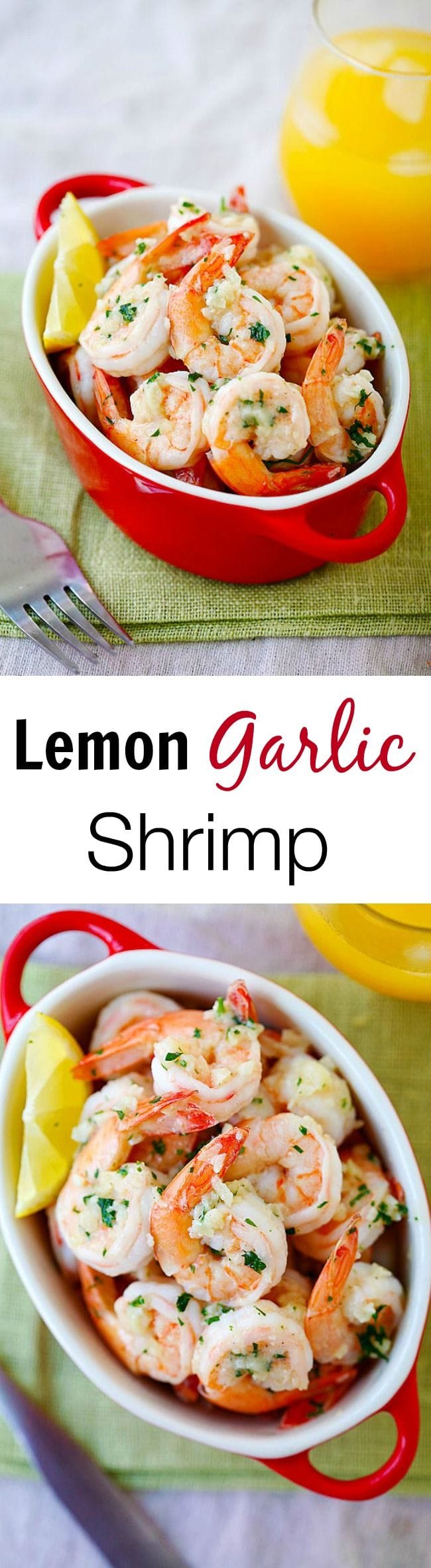 Lemon Garlic Shrimp - easiest and best shrimp recipe with garlic, shrimp, butter and lemon, all ready in 20 mins. Perfect as appetizer or with pasta | rasamalaysia.com