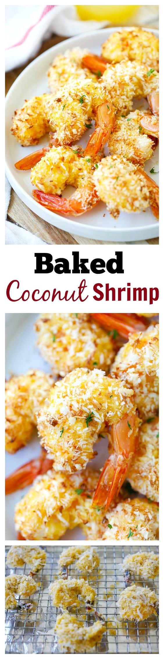 Baked Coconut Shrimp – EASIEST and BEST coconut shrimp with no deep-frying, no oil, no mess!! Bake in oven for 20 mins, delicious, healthy & budget-friendly!! | rasamalaysia.com