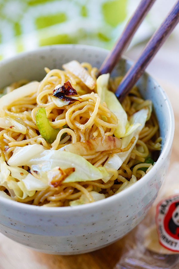 Healthy homemade Panda Express stir fry noodles in a bowl.