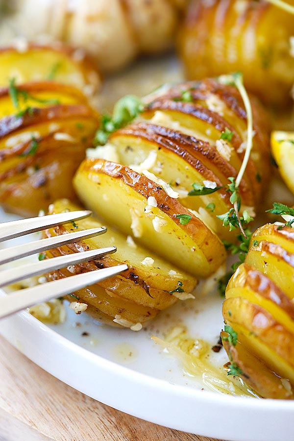 Quick and easy homemade roasted potatoes with cheese.