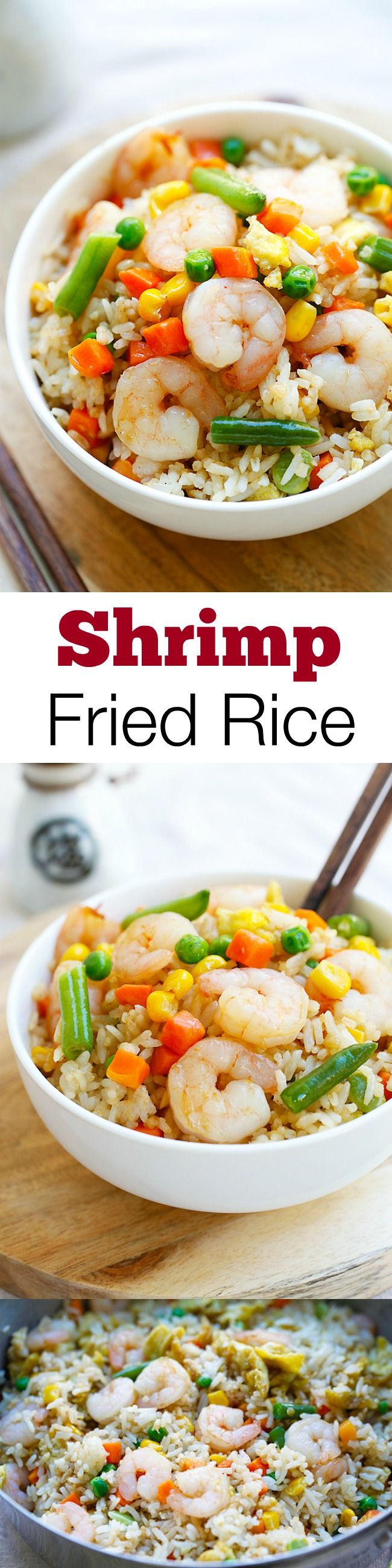 Shrimp fried rice – the easiest shrimp fried rice recipe, takes only 20 mins from prep to dinner table. Healthier and a zillion times better than takeout | rasamalaysia.com