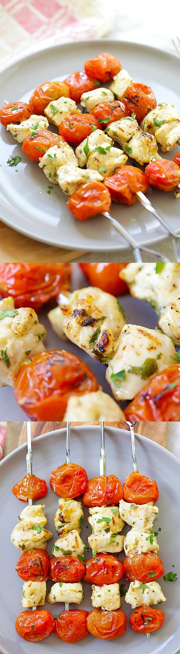 The juiciest and best summery chicken kebab made with garlic, lime juice, olive oil and grape tomatoes. So good! | rasamalaysia.com