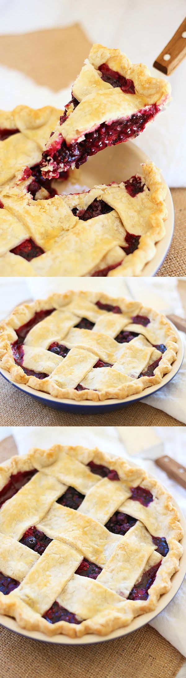 Triple Berry Pie - flaky and crumbly pie with sweet and delicious triple berry filling. This recipe is easy, fail proof and amazing! | rasamalaysia.com