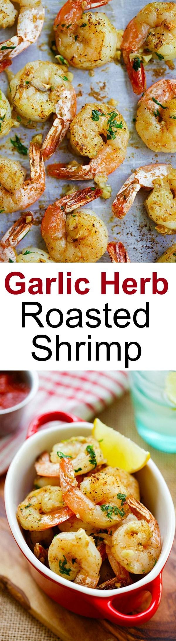 Garlic Herb Roasted Shrimp - easiest  and best roasted shrimp with butter, garlic, herb and serve with cocktail sauce. Takes 15 mins | rasamalaysia.com