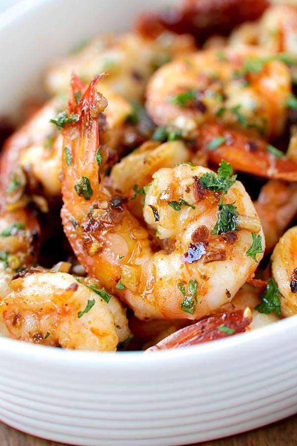 Mediterranean roasted shrimp with sun dried tomatoes.
