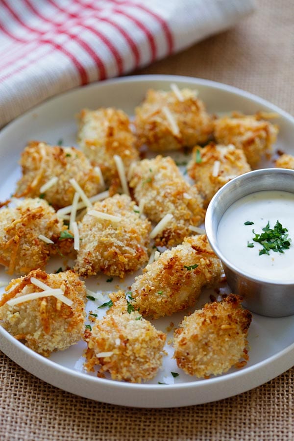 Easy delicious Ranch Chicken Bites served in a plate.