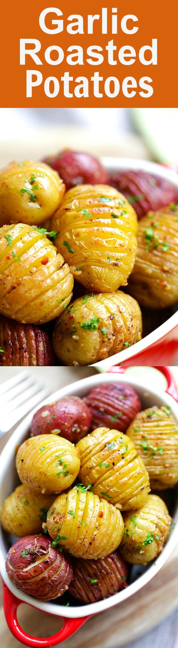 Garlic Roasted Potatoes - quick, easy, the best roasted potatoes with garlic, butter and olive oil. This is one of the best potato recipes in oven | rasamalaysia.com