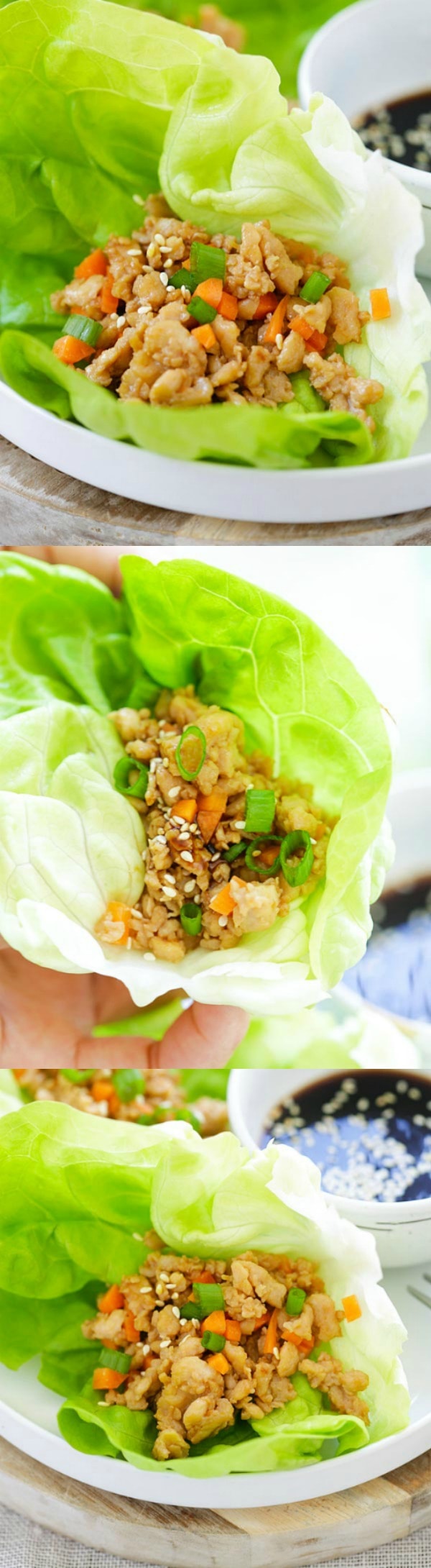 Chicken Lettuce Wraps - quick, easy and the best lettuce wraps recipe with juicy and moist ground chicken wrapped up with fresh and crisp lettuce leaves. Homemade is always better than P. F. Chang's or Chinese takeout | rasamalaysia.com