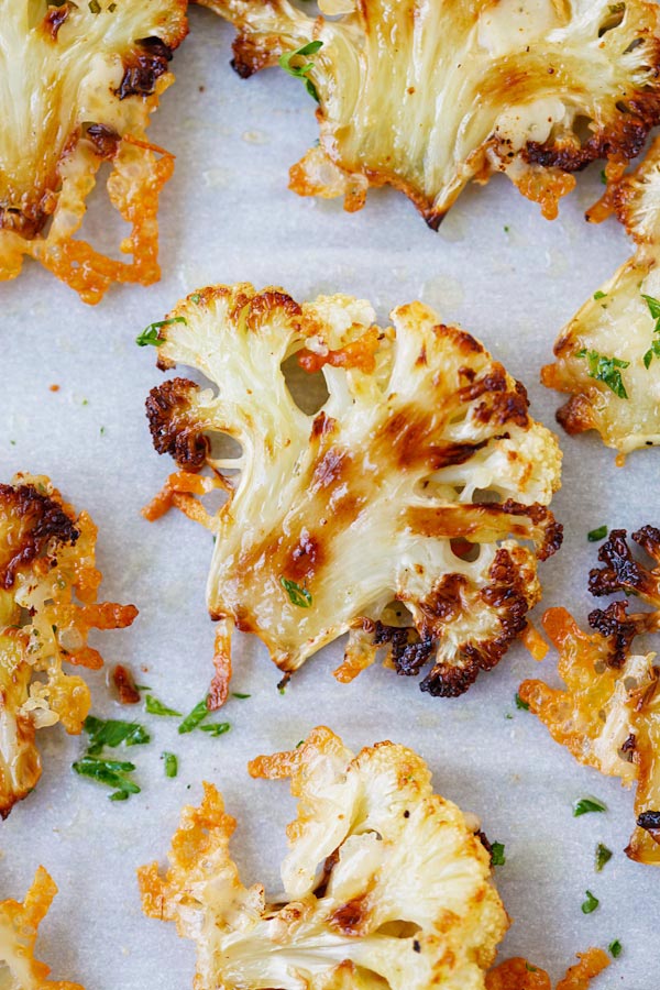 Parmesan Roasted Cauliflower - the most delicious cauliflower ever, roasted with butter, olive oil and Parmesan cheese. SO GOOD you'll want it every day!! | rasamalaysia.com