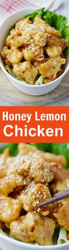 Honey Lemon Chicken – crispy chicken with the most AMAZING honey lemon sauce that is super delicious. Quick and easy recipe that anyone can make at home | rasamalaysia.com