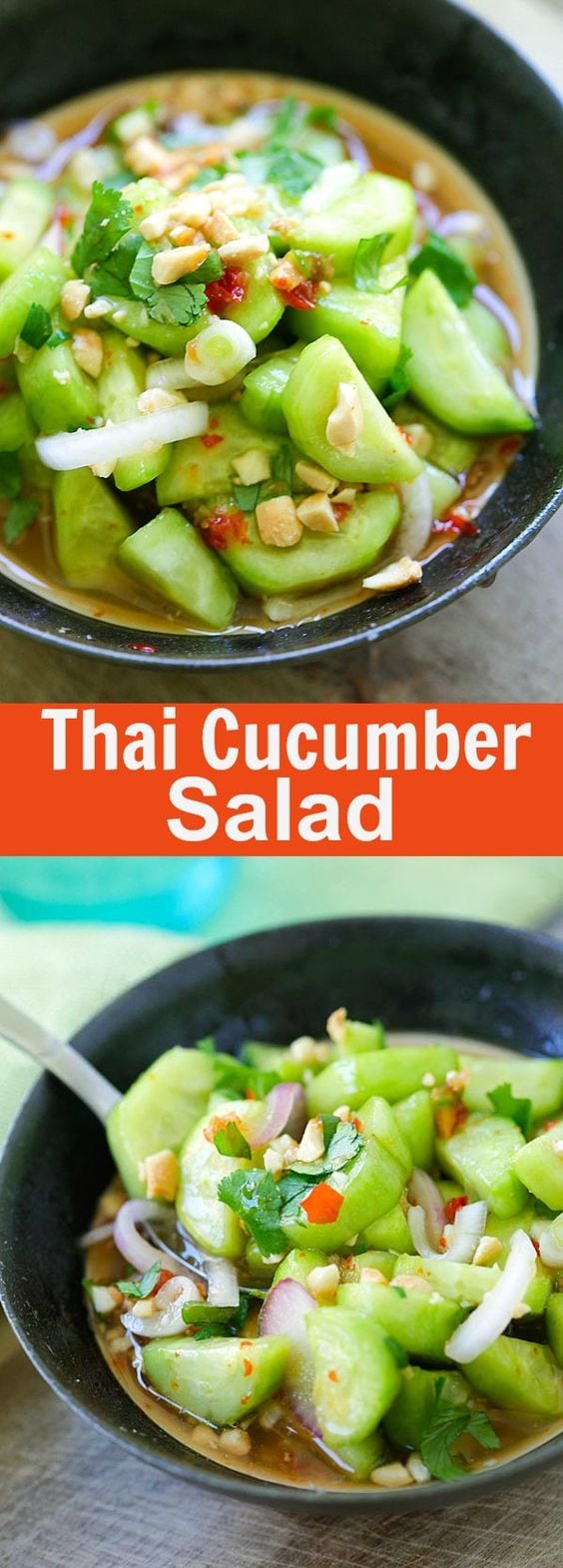 Thai Cucumber Salad - easiest and best homemade Thai cucumber salad recipe that is better than your favorite Thai restaurants, guaranteed | rasamalaysia.com