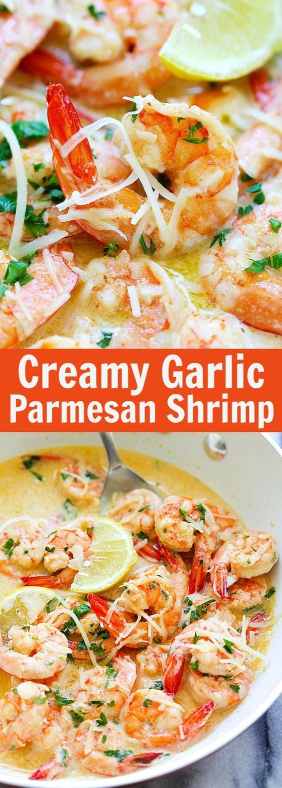 BEST shrimp ever, with rich, buttery, creamy garlic Parmesan sauce. Takes 15 mins and so good | rasamalaysia.com