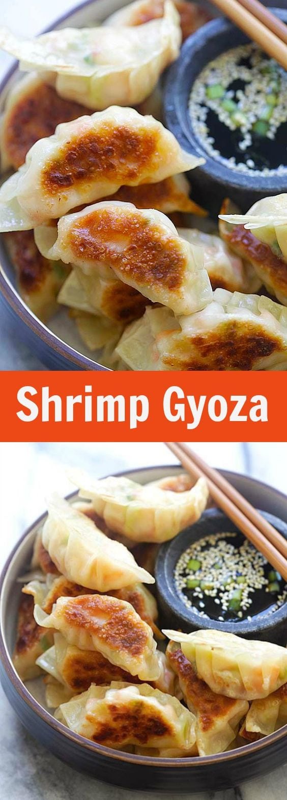 Shrimp Gyoza - amazing Japanese gyoza dumplings filled with shrimp and cabbage. Crispy, juicy and so easy to make at home. | rasamalaysia.com
