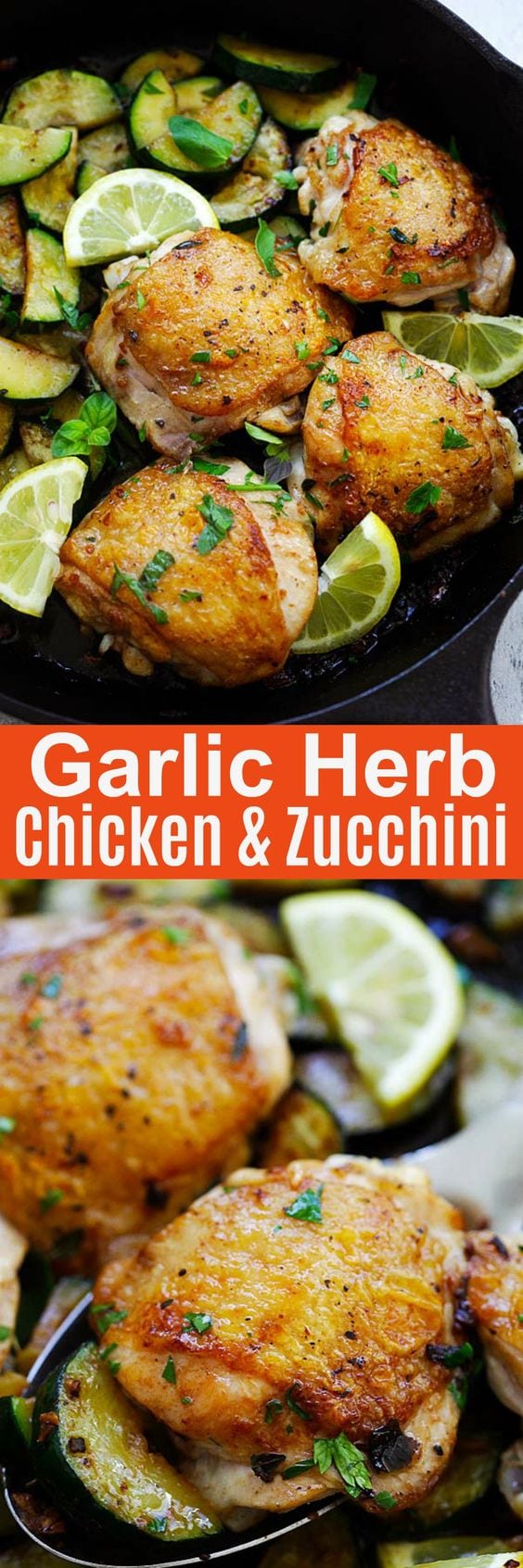 Garlic Herb Chicken and Zucchini - a quick and easy one-pot recipe with delicious and flavorful chicken and zucchini cooked with garlic, oregano, thyme, white wine and parsley | rasamalaysia.com