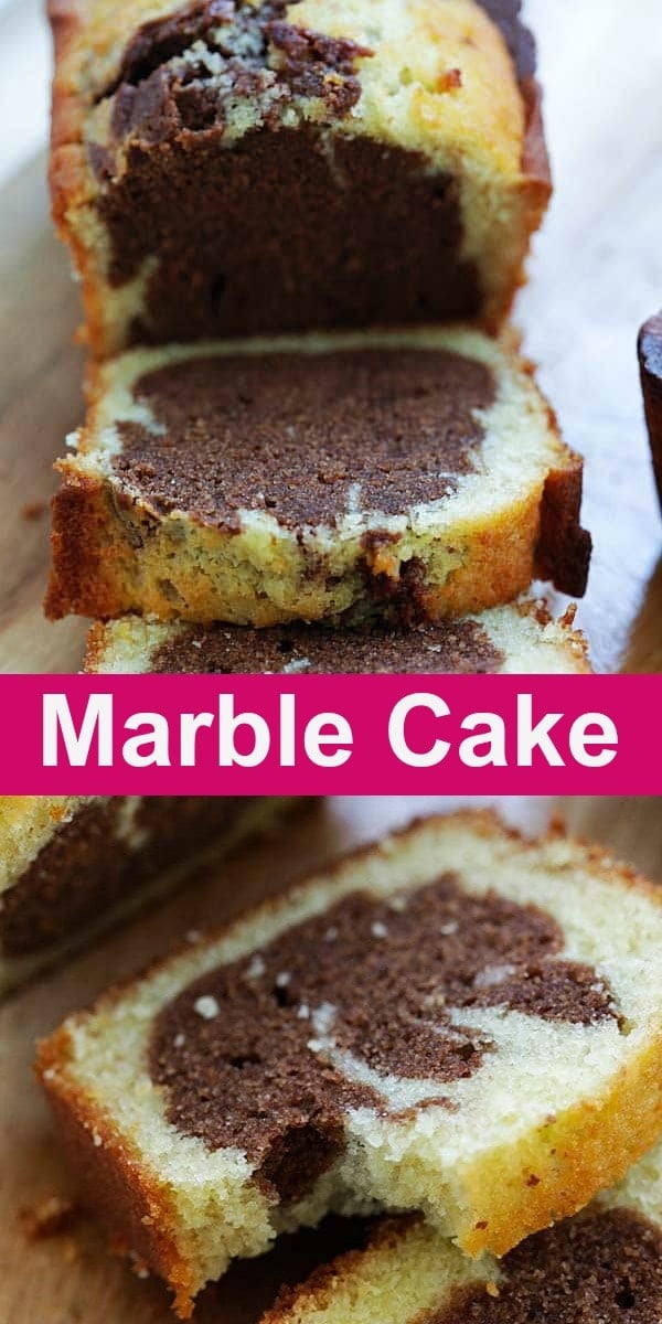 Marble Cake - rich and buttery homemade marble cake recipe with lots of chocolate. Every bite is chocolatey and sweet. Make it at home today | rasamalaysia.com