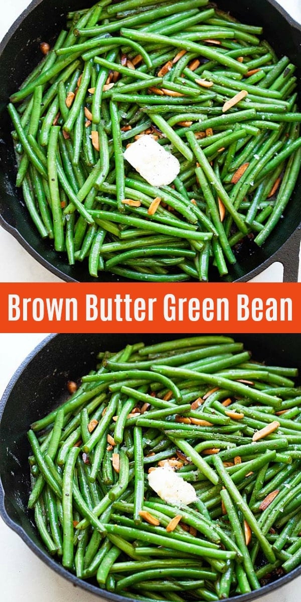 Green beans are sweet and tender. This green bean recipe is sauteed with brown butter with almond in the skillet, so easy and takes less than 10 minutes for this perfect side dish.