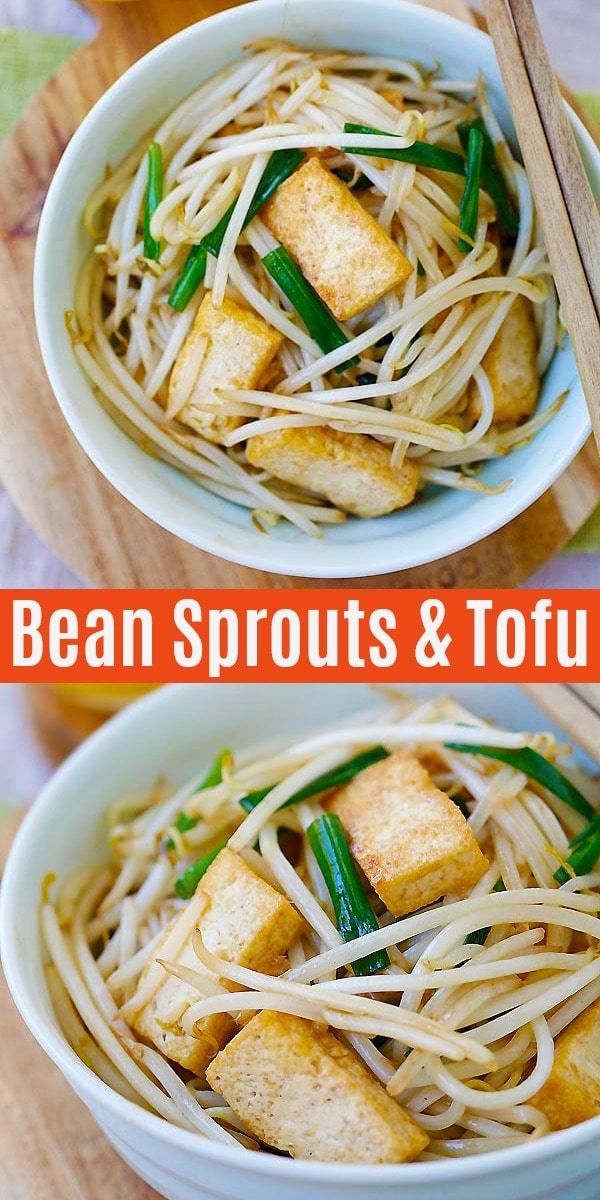Bean Sprouts with Tofu - easy and healthy bean sprouts with tofu. Refreshing, delicious and a dish that goes well with almost anything | rasamalaysia.com