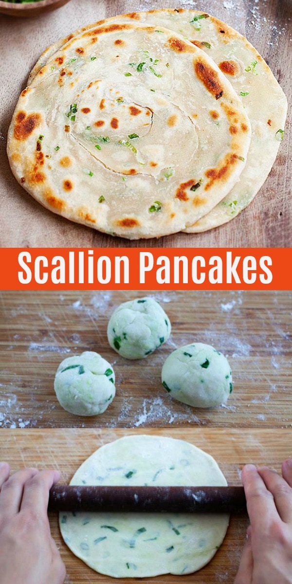 Healthy and the best scallion pancakes made of flour, green onion scallions and salt. This easy Chinese scallion pancake recipe is authentic and fail-proof!