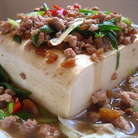 Steamed Tofu with Ground Pork