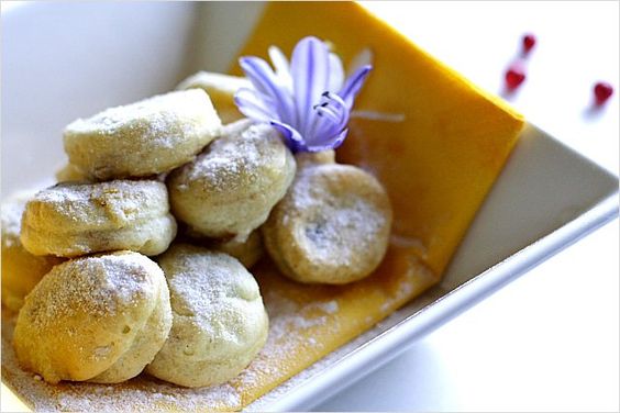 Souffle Egg White Balls with Red Bean Paste - red bean paste, egg whites, flour, corn starch | rasamalaysia.com