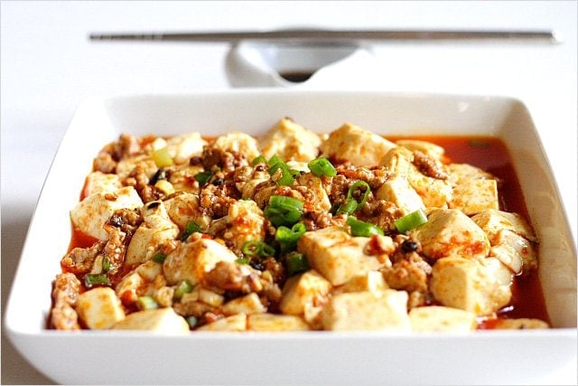 Numbing spicy mapo tofu with delicious tofu and meat.