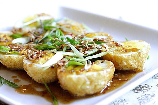 Son-In-Law Eggs - The eggs are first hard-boiled, deep-fried, and then topped with tamarind sauce. | rasamalaysia.com