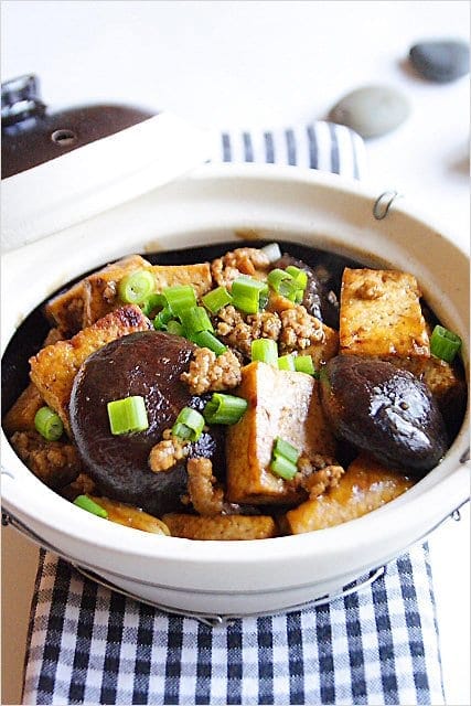 Braised Bean Curd With Mushrooms Firm Tofu Rasa Malaysia