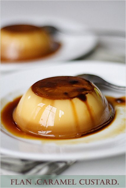 Flan on a plate.