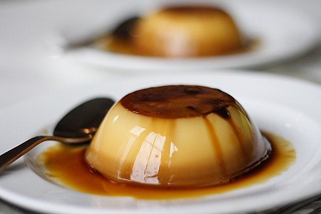 Flan dessert with flan sauce.