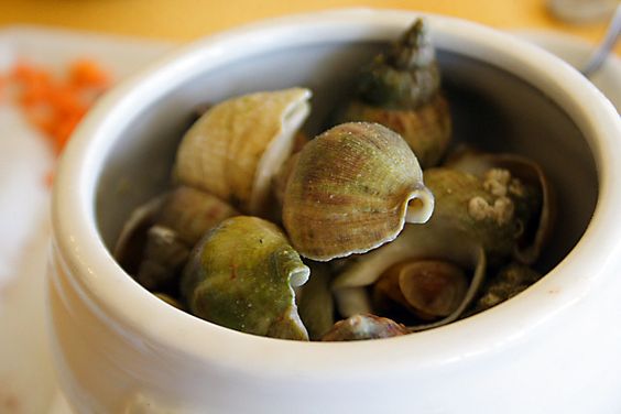 French Snails (Bulots Mayonnaise) Recipe - Served cold with garlic mayonnaise. | rasamalaysia.com