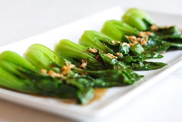 Picture shows the leafy part of the vegetables, all sauced up and delicious to look like restaurant style greens.
