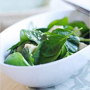 Spinach and Tofu Salad with Japanese Sesame Miso Dressing