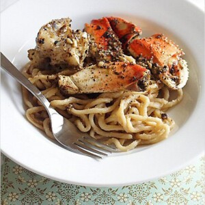 Crustacean-inspired Garlic Noodles and Roasted Crab