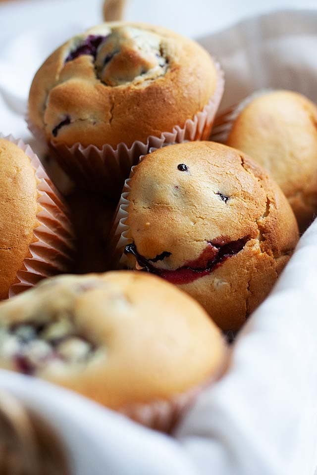 Healthy blueberry muffins from scratch.