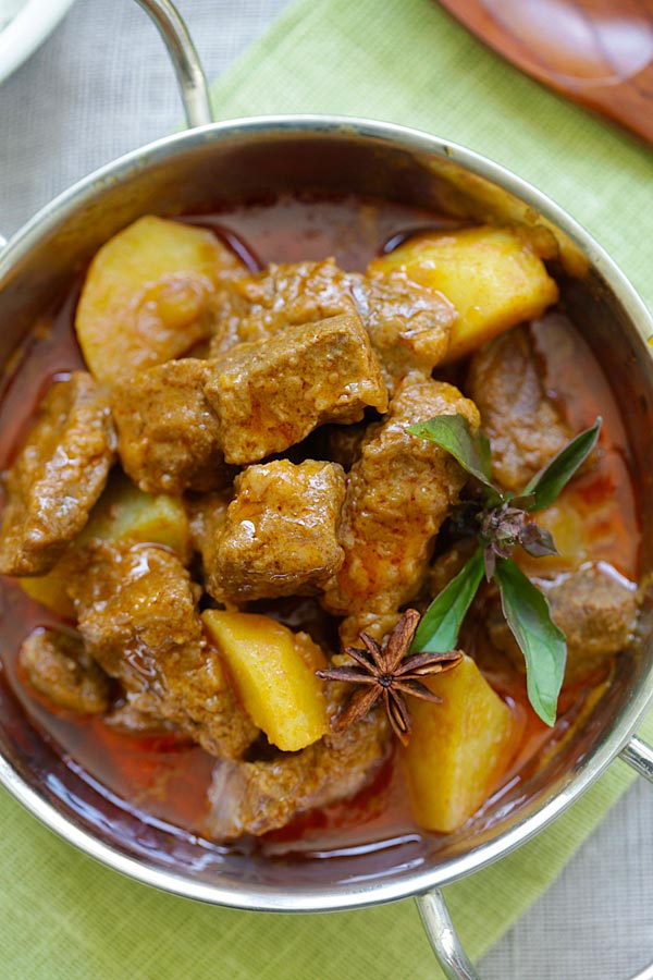 Easy homemade Massaman curry in a rich curry sauce.