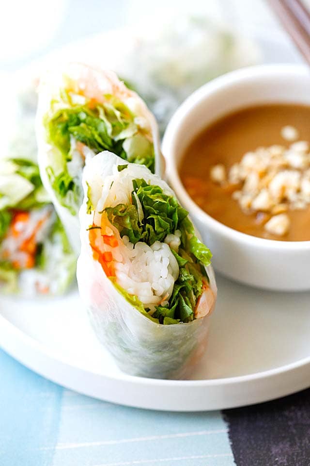 Rice Paper Rolls with Peanut Sauce - Liv Vegan Strong