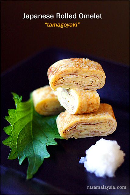 Tamagoyaki is a slightly sweet, delicious, and delicate omelet that is often packed into Japanese bento boxes and also served at sushi bars as tamago nigiri | rasamalaysia.com