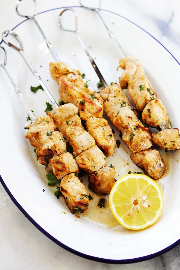 Grilled Lemon Garlic Chicken Skewers Recipe – Grilled Chicken