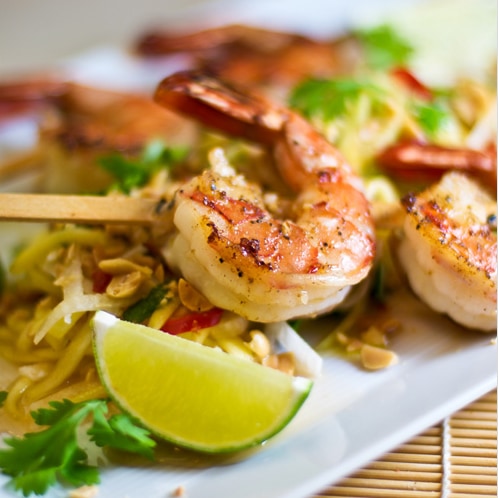 Grilled Shrimp with Green Papaya and Mango Salad