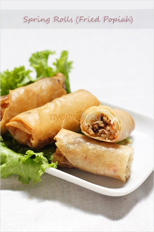 Fried spring rolls, ready to serve.