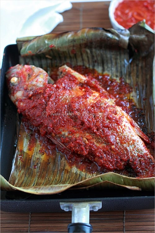 Red Snapper Wrapped In Banana Leaves, wrapped