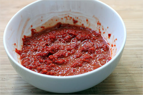 Fresh Sambal Belacan paste on a bowl ready to serve.