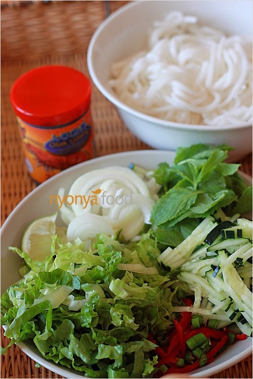 Assam laksa, also spelled as Asam laksa, the piquant, pungent, sour, and fiery hot noodle dish with fresh vegetables bathed in a fish broth is a Penang Nyonya creation. Known simply as Laksa in Penang, it’s found almost everywhere in Penang | rasamalaysia.com